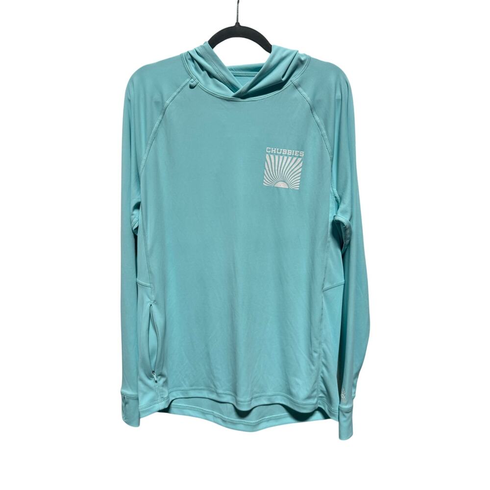 Chubbie's Hoodie Shirt Men's Medium Long Sleeve Teal "Sky's Out, Thighs Out"